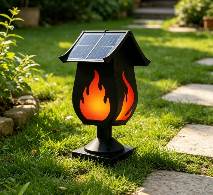 Solar Garden Light - Güneş Enerjili Sütun Farları, Simüle Edilmiş