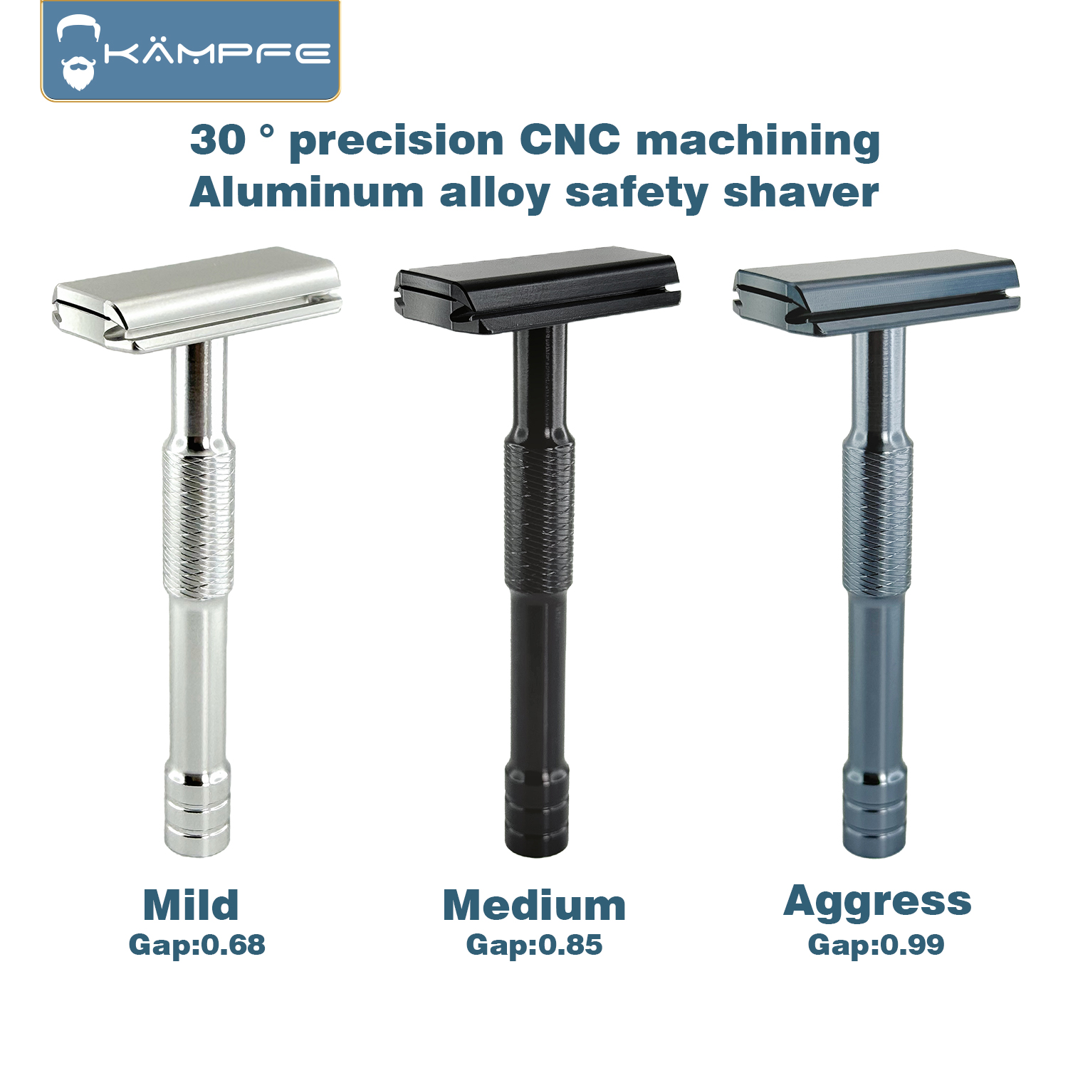 Safety Razor Handle - KAMPFE CNC Oyma Kapalı Tarak Çift