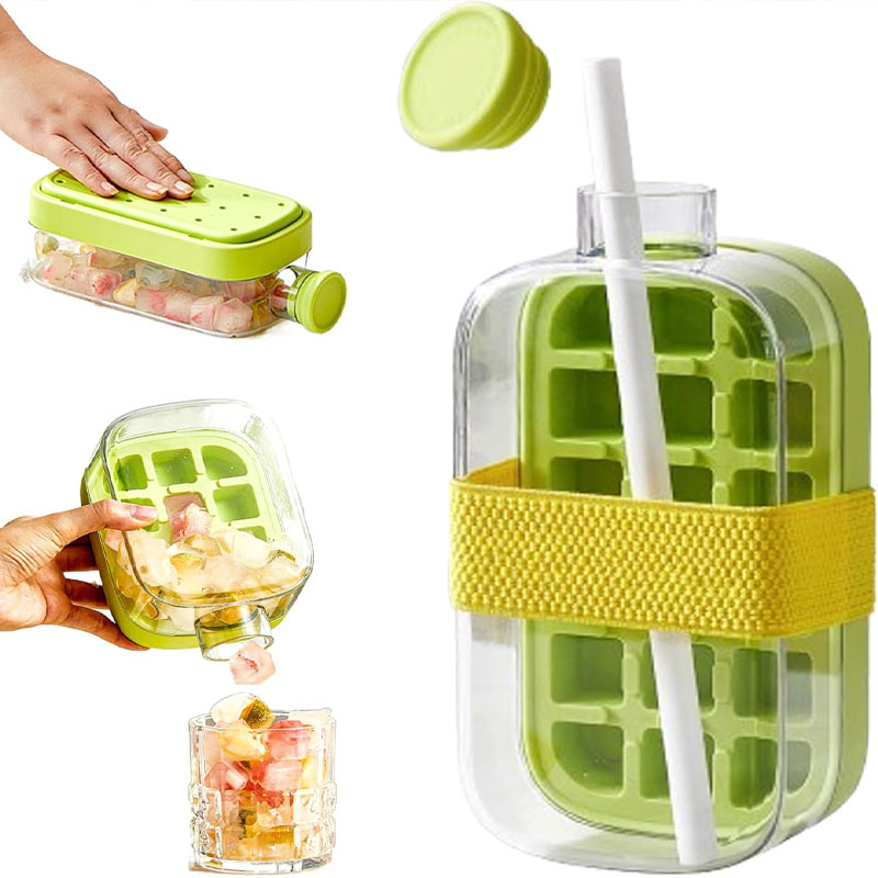 Reusable Bottle - 2'si 1 Arada Buz Kalıplı, Temassız