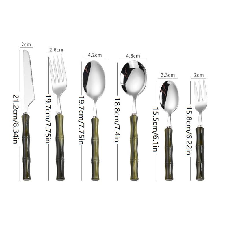 Bamboo Cutlery - Bambu Saplı Akrilik 304 Paslanmaz Çelik
